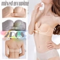 thumbnail image 2 of TSADFHJI Womens 2PCS Solid Color Strapless Non Adjustment Rimless Dress Bra Beige+Gray Bras for Women Plus Size Corset Bras for Women Crotchless Leather Bras for Women Set with Robe Gray,Beige 85E, 2 of 9