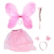 thumbnail image 1 of Hada mariposa ala varita diadema falda niños conjuntos de disfraces para fiesta de Halloween ala de una sola capa rosa 4 unids/set, 1 of 9