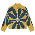 thumbnail image 4 of Jackets for Women Winter Coat Jackets Flannel Stand Collar Jacket(Navy Flower Yellow Background Simple Art,Size:S-4XL), 4 of 7