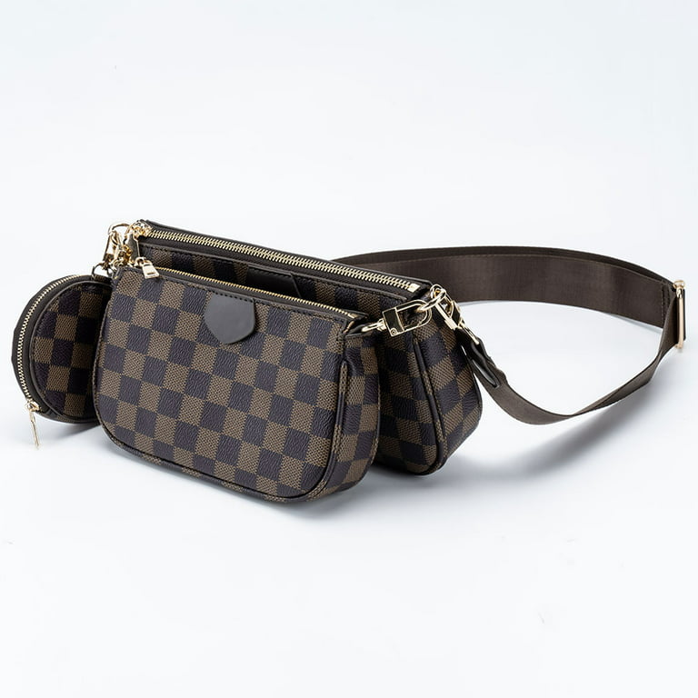 Skearow Fashion Women Checkered Crossbody Satchel Bags,PU Vegan Leather  Shoulder Handbag,Wallet Coin Purse Bag 
