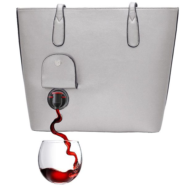 Portovino Wine Purse Dove Grey Fashionable Wine Tote With Hidden Insulated Compartment Holds 2 Bottles Of Wine Great Gift Walmart Com Walmart Com