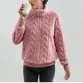 thumbnail image 5 of WTXUE Women's Oversized Cable Knit Pullover Sweatshirts Quarter Zip Collared Fleece Lined Jacket Fall Winter Fashion Warm Trendy Sweater for Cold Weather Pink L, 5 of 8