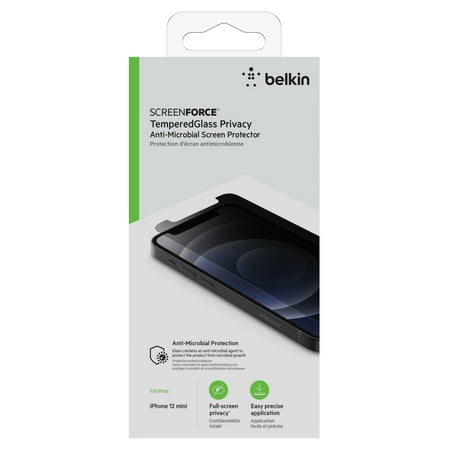 Belkin - ScreenForce​ Tempered Glass Privacy + Anti-Microbial - iPhone 12 Mini