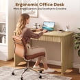 thumbnail image 4 of Bestier Computer Desk with 2 Storage Drawers 47 inch Wood Writing Desk Workstation Study PC Table for Home Office Bedroom Dorm, Log, 4 of 11