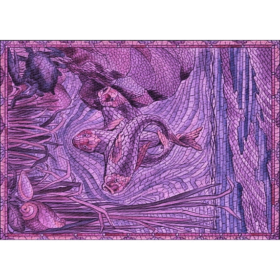 Ahgly Company Indoor Rectangle Patterned Dark Magenta Purple Area Rugs, 2' x 5'