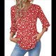 thumbnail image 3 of Blusas de Moda para Mujer 2025, Blusas Informales de Negocios con Mangas 3/4, Camisetas de Verano. Rojo XXL, 3 of 9