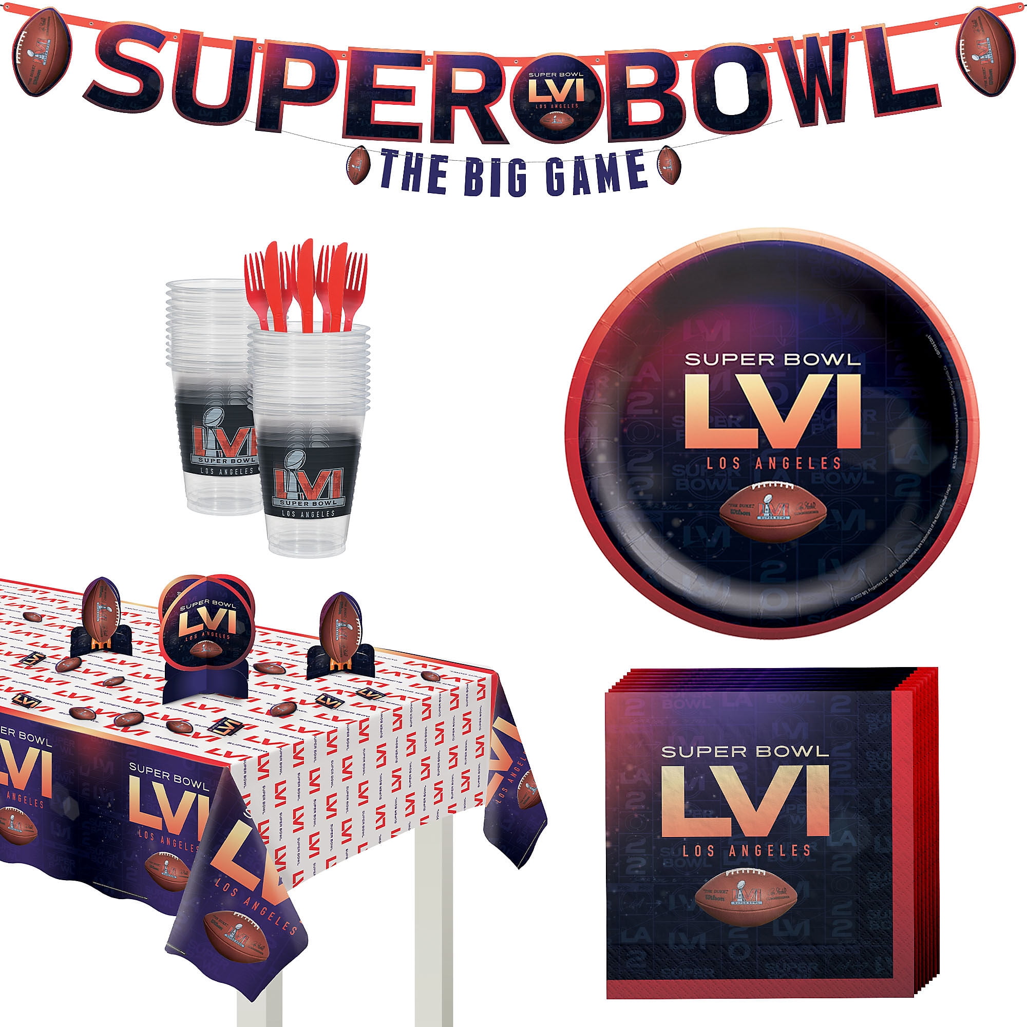 Party City Super Bowl Deluxe Tableware Supplies for 18 Guests, Include