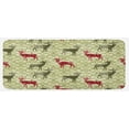thumbnail image 1 of Christmas Kitchen Mat, Pattern of Vintage Reindeer on Nostalgic Rococo Damask Pattern, Plush Decorative Kitchen Mat with Non Slip Backing, 47" X 19", Maroon Green, by Ambesonne, 1 of 1