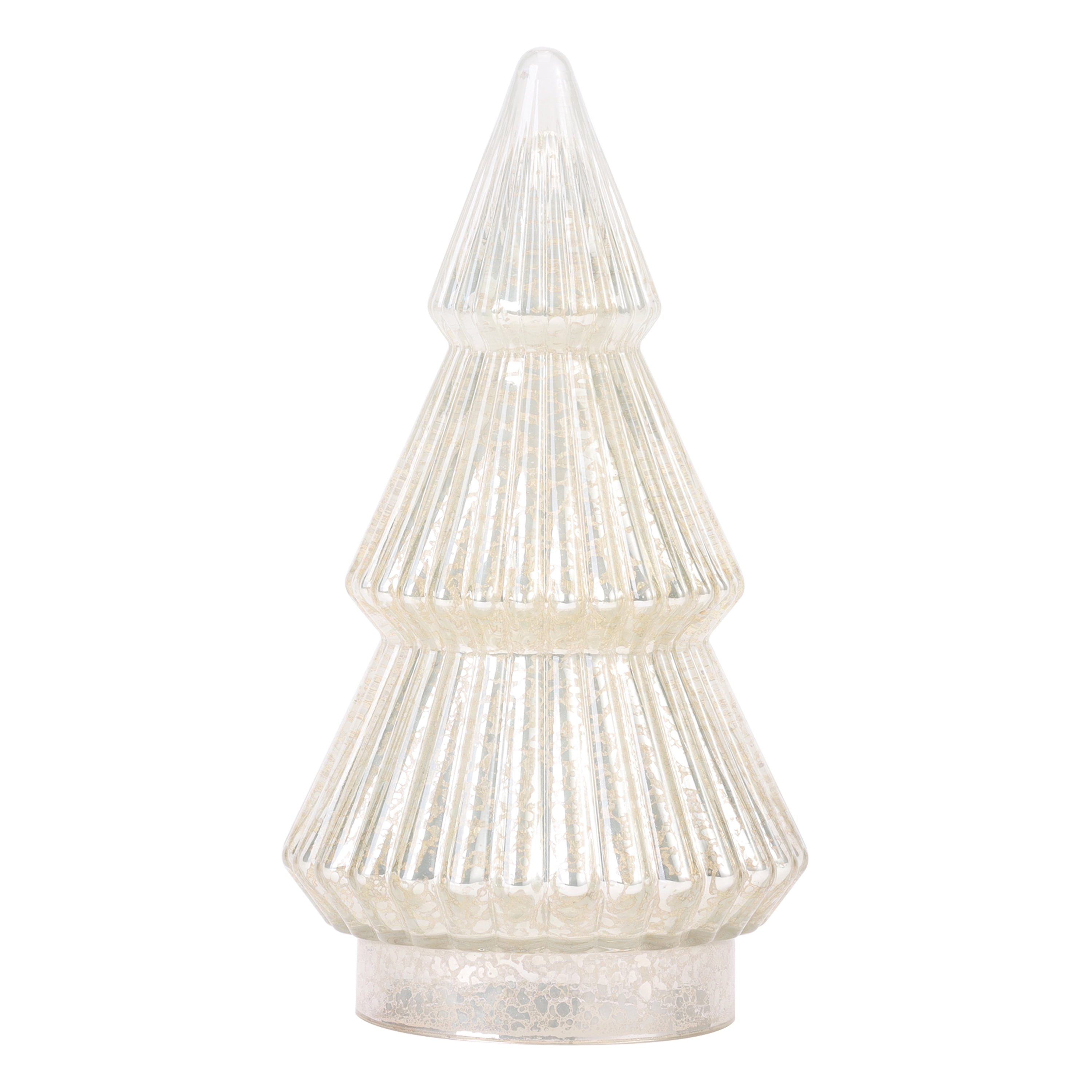 Better Homes & Gardens 10‘’  Decorative Tabletop Christmas Tree in Mercury Ribbed White Glass, Small