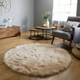 thumbnail image 2 of Latepis Beige Area Rug Round Area Rug 5ft Circle Fur Rug for Living Room Bedroom Rug Faux Sheepskin Rug Washable Rug Fluffy Rug Plush Rug Furry Rug Home Deocr, 2 of 5