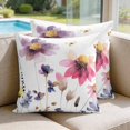 thumbnail image 2 of 24x24 Pillow Covers Set of 2, Purple Spring Floral Square Throw Pillow Covers for Couch/Sofa/Living Room, Pink Flowers Farmhouse Watercolor Decorative Soft Pillowcases for Couch Throw Pillows, 2 of 9