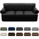 thumbnail image 1 of Fundas de sofá de 4 Piezas con Forma de T, Aspecto de Cuero, para sofá de 3 Cojines, Protector de Muebles, Funda de sofá elástica con 3 Fundas de asi Negro Sofá con 3 Cojines en Forma de T, 1 of 4