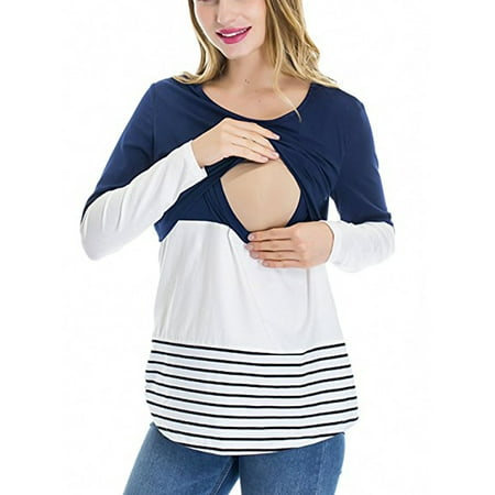 

Uerlsty Pregnant Women Long Sleeve Maternity Nursing T-Shirt Breastfeeing Casual Tops