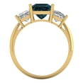 thumbnail image 4 of Clara Pucci 14K Yellow Gold Solid Gold LondonBlueTopaz Three-Stone Anniversary Ring for Women - 2.5 cttw Princess Cut, 4 of 8