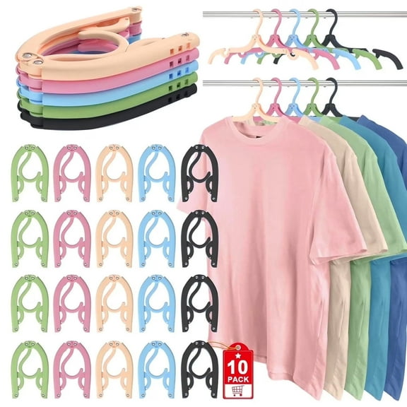 10 Pcs Portable Foldable Travel Hanger Organizer,Foldable for suitcase,Plastic Travel Accessories Essentials Clothes Drying Rack Folding Hangers