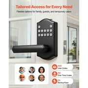KFFKFF Keyless Entry Door Lock with Handle, Electronic Door Lever with Keypad, Programmable User Codes, Keyed Access, Auto Locking, Privacy Password Protection, Illuminated Keypad