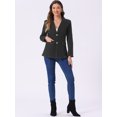 thumbnail image 4 of DARING DIVA Women's Notched Lapel Denim Blazer with Shoulder Pads L Black, 4 of 6