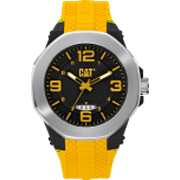 Caterpillar Men's Silicone Strap & Steel Case Men's Wristwatch, Yellow