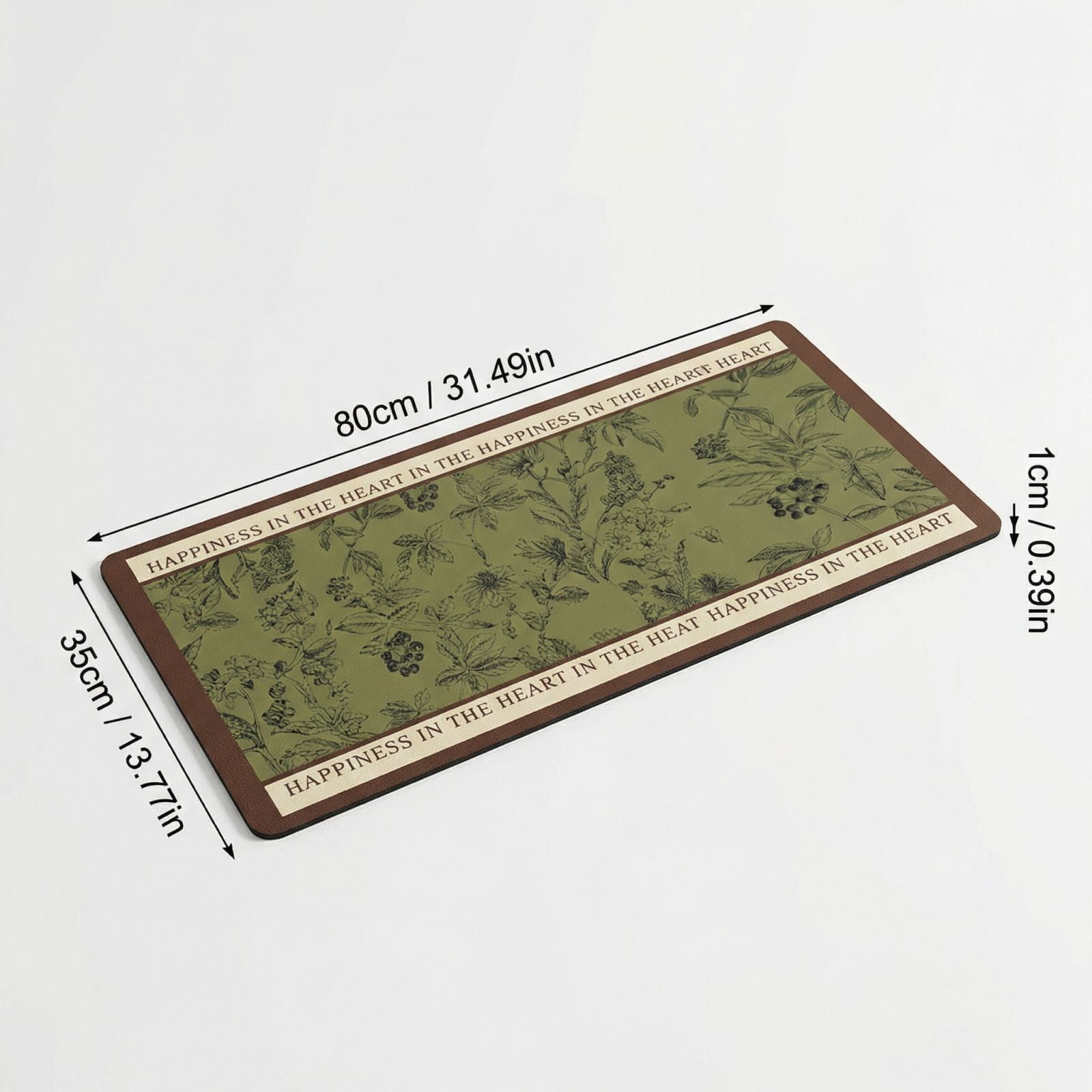 Kitchen Countertop Protector Mat Heat Resistant Oil-Proof Leather Pad Waterproof Cuttable Stove Cover Green Forest Pattern 13.8x31.5 in Green