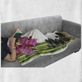 thumbnail image 6 of Spa Soft Flannel Fleece Throw Blanket, Orchid Bamboos and Black Hot Stone Massage Image Print, Cozy Plush for Indoor and Outdoor Use, 60" x 80", Pink Green and Black, by Ambesonne, 6 of 6