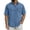 Blue, variant on Mens Denim Short Sleeve, Solid Washed Indigo Fabric Single Breasted Button Front Lapel Collar Half Length Sleeve Loose Relaxed Cut Western Style Tops, Navy, M