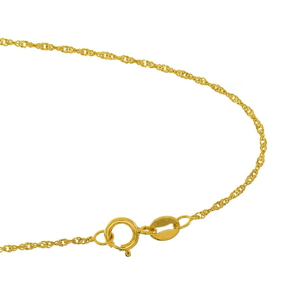 10K 10" Yellow Gold 1.5mm Diamond Cut Singapore Chain Anklet with Spring Ring Cl asp