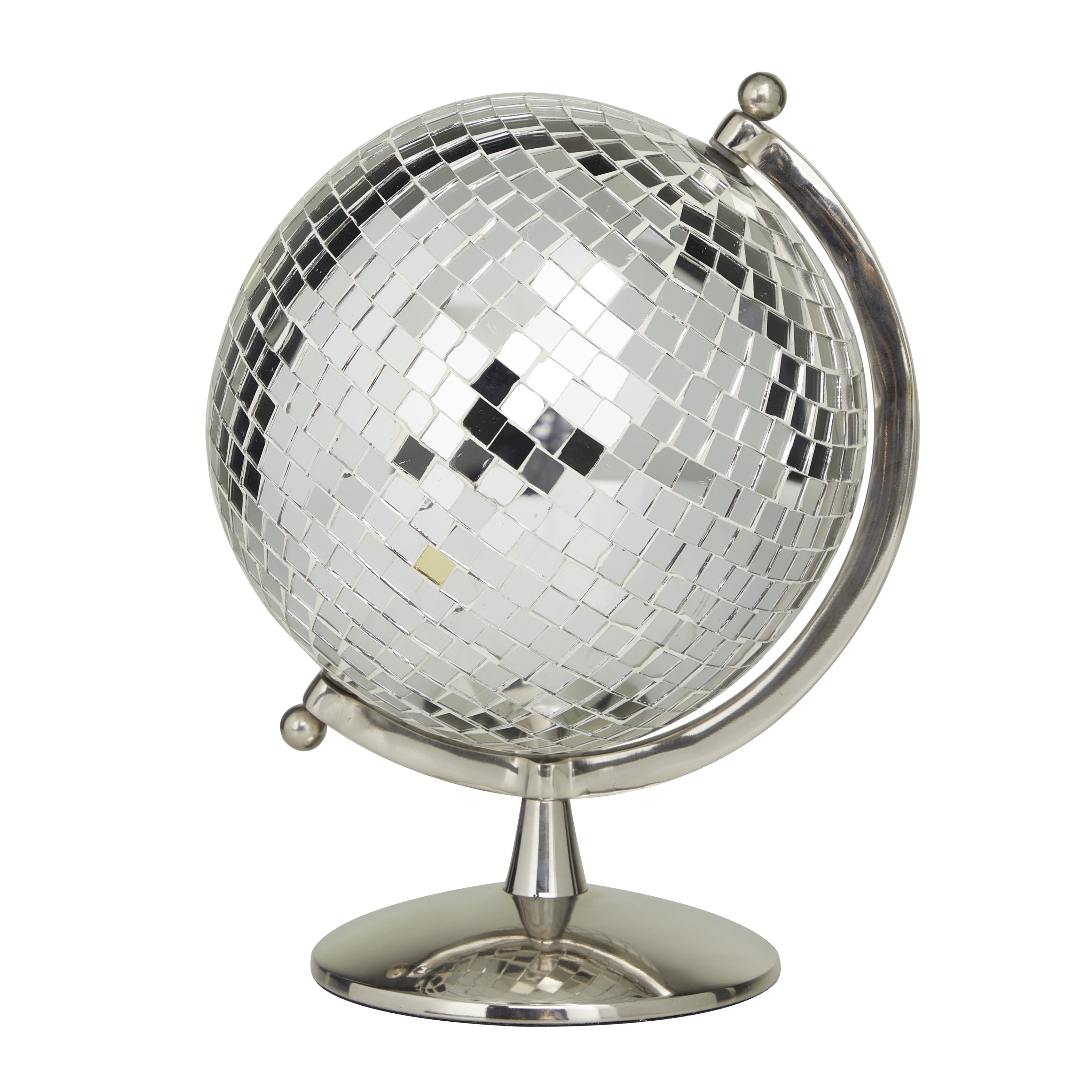The Novogratz 9" Disco Ball Style Silver Globe