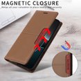 thumbnail image 3 of For Google Pixel 9 / 9 Pro PU Leather Wallet Phone Case,Flip Folding Kickstand,With Card Slots & Cash Pocket,Shockproof Anti-fall Rugged Anti-fall Ultra Slim Phone Case Cover,Brown, 3 of 10