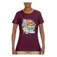 thumbnail image 2 of Wild Bobby Betty Boop Endless Summer Beach the Dog Betty Boop Womens T-Shirt, Maroon, Small, 2 of 5