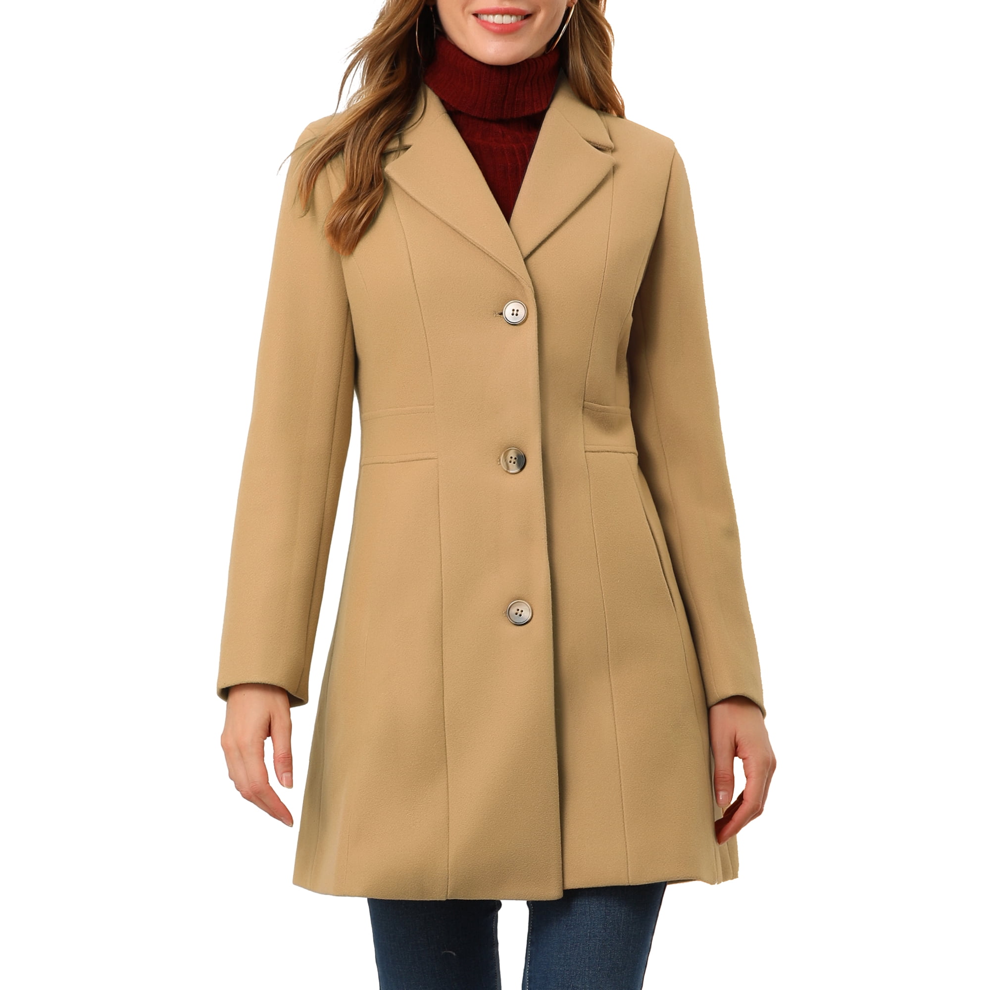INSPIRE CHIC Women's Coats Single Breasted Long Outerwear Winter Trench Coat XS Khaki