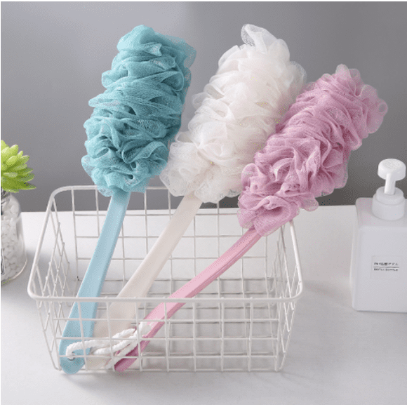 3 Pack Loofah Back Scrubber for Shower, Long Handle Back Shower Brush, Soft Nylon Mesh Back Cleaner Washer, Bath Brush for Women Men, Exfoliating Body Scrubber for Elderly