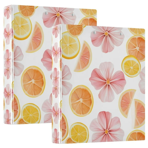 FORMRS 3 Ring Binder 1.5 inch with Pockets Set of 2 Clip Board 200 Sheets Capacity, Floral Orange