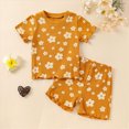 thumbnail image 2 of HCNTES Toddler Girl Outfit Daisy Print Ruffle Short Sleeve Tee and Shorts 2 Piece Set 12M 18M 24M 2T 3T Toddler Baby Girls Summer Outfits, 2 of 8