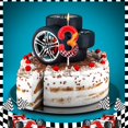 thumbnail image 4 of Bougie d'Anniversaire à Thème Voitures de Course, Bougie Chiffre Éclair Voiture de Course Rouge Parfaites comme Décorations de Gâteau et Fournitures de Décoration pour Anniversaire et Fête à Thème (Numéro 3), 4 of 7