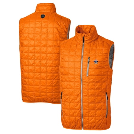 Men s Cutter & Buck Orange Houston Astros Rainier Full-Zip Puffer Vest