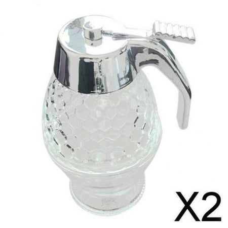 

2X 8Oz/200Ml Honey Syrup Dispenser Jar Holds Cup Glass Container Kitchen Tool