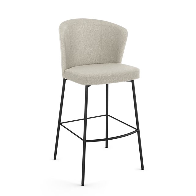 Amisco Camilla 26 in. Counter Stool - Cream Bouclé Polyester / Black Metal