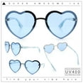 thumbnail image 2 of Womens Retro Rimless Heart Shape Metal Rim Sunglasses Silver Blue - Blue, 2 of 8