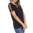 thumbnail image 4 of White Mark Women's Keyhole Neck Short Crisscross Sleeve Top, 4 of 5