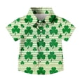 thumbnail image 5 of Favoffer Big Kid Boys Girls Button-Up Shirt Spring Summer St. Patrick's Day Print Pocket Breathable Collared School Uniform Top for School Daily Home Holiday Sizes 2-15Y, 5 of 7