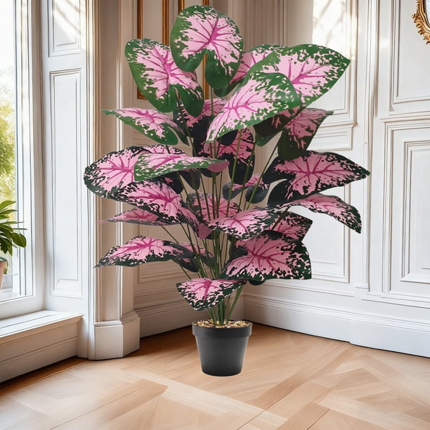 Plantas artificiales en maceta | Planta tropical artificial con 24 hojas realistas | Planta artificial de 84 cm de altura para la decoración del hogar y la oficina