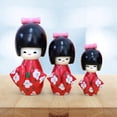 thumbnail image 3 of 3 piezas de madera japonesa muñeca hecha a muñeca figura coleccionable regalo muñecas muñeca estatuil para decoración de mesa adornos navideños Rojo Yotijar muñecas japonesas, 3 of 10