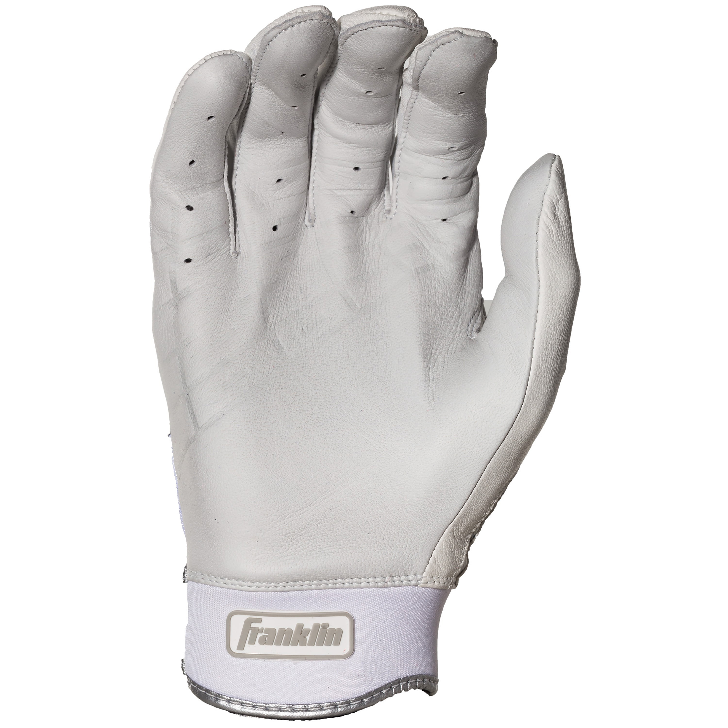 Franklin Sports Chrome Powerstrap™ Batting Gloves White Adult Large 