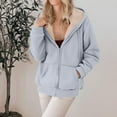 thumbnail image 4 of Dwralegc Zip Up Hoodie Women Thick Sherpa Hoodies Casual Sweatshirt Long Sleeve Winter Thermal Hoodie with Pockets Light Gray L, 4 of 5