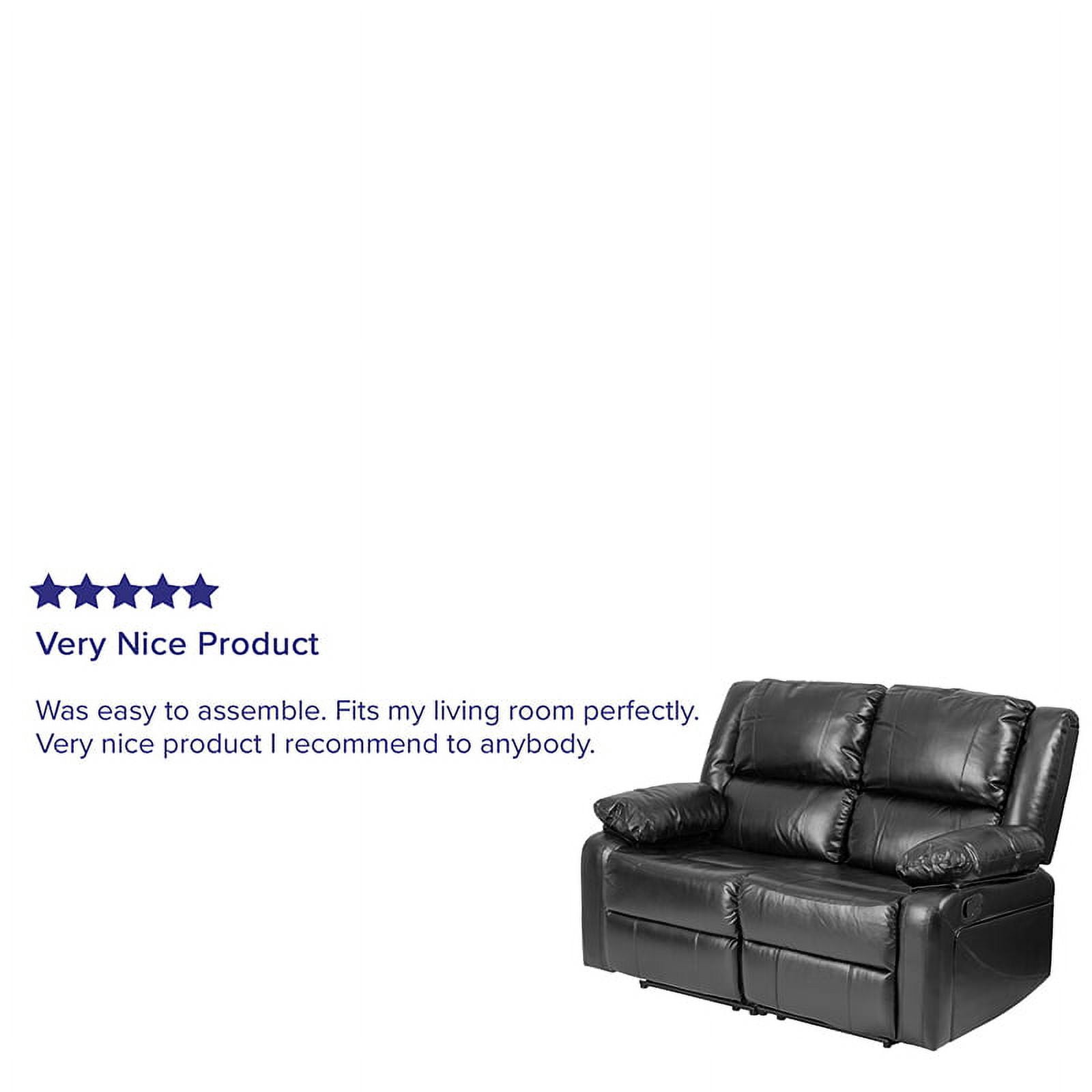 Emma + Oliver Black LeatherSoft Loveseat with Two Built-In Recliners