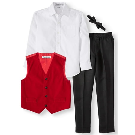 English Laundry Vest Set with Bow Tie, 4-piece Outfit Set (Little Boys)