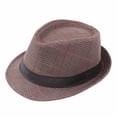 thumbnail image 2 of Unisex Classic Vintage Retro Fedora Hat with Black Band Fashion Casual Jazz Plaid Cap, 2 of 8