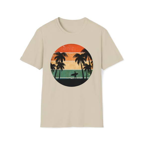 Retro Tropical Sunset Summer, Gildan Unisex T-Shirt, Graphic Tee, S-3XL