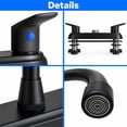 thumbnail image 6 of RV Kitchen Faucet 8 Inch Hole Spread Metallic Camper Sink Faucet, 360° Rotatable High Arc Gooseneck Leak-Proof for Motorhome Travel Trailer Mobile Home(Fit for 8 inch 2 or 3 Hole Sink), Matte Black, 6 of 10