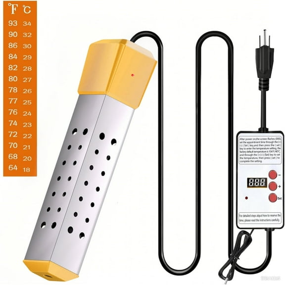 Aottop 2000W Immersion Water Heater - Constant Temperature Electric Submersible Model With Stainless Steel Guard Cover and Built-in Digital LCD Thermometer